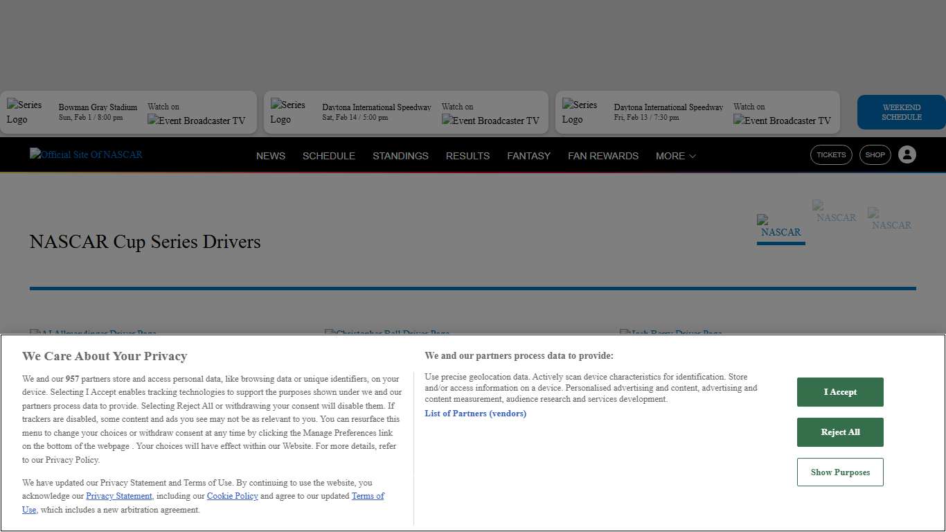 NASCAR Cup Series Drivers - Official Site Of NASCAR